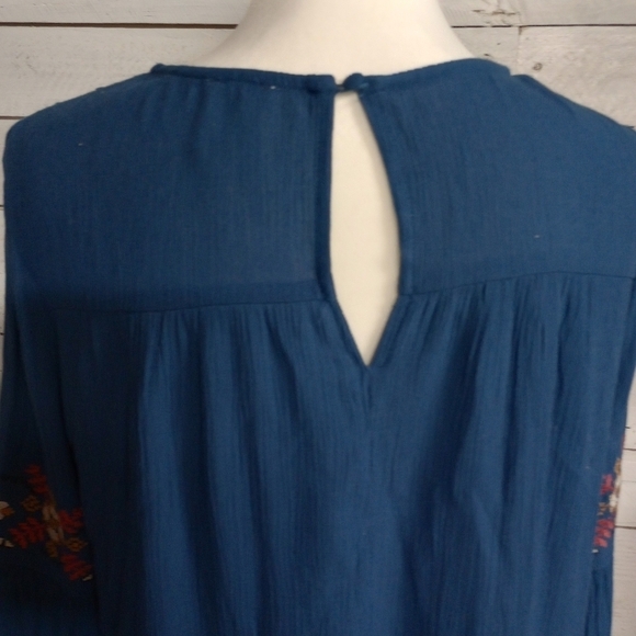 Blue Rain Francesca's Size Small Mini Dress Or Long Shirt Blue Floral Boho - Picture 5 of 12